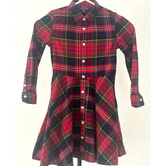POLO RALPH LAUREN Flannel Cotton christmas Shirtdress, 
Sz6X (* belt is missing) - Picture 3 of 7